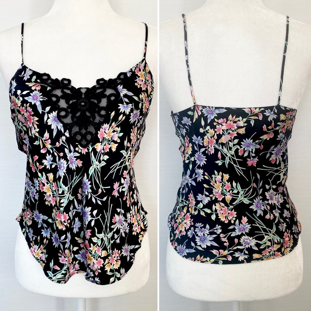 90s Victoria's Secret Silk Floral Gold Label Wildflower Vintage Camisole Top S